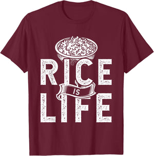 Funny Rice Design Women Rice Asian Food Dish Lovers T-Shirt - T-Shirt | Maroon