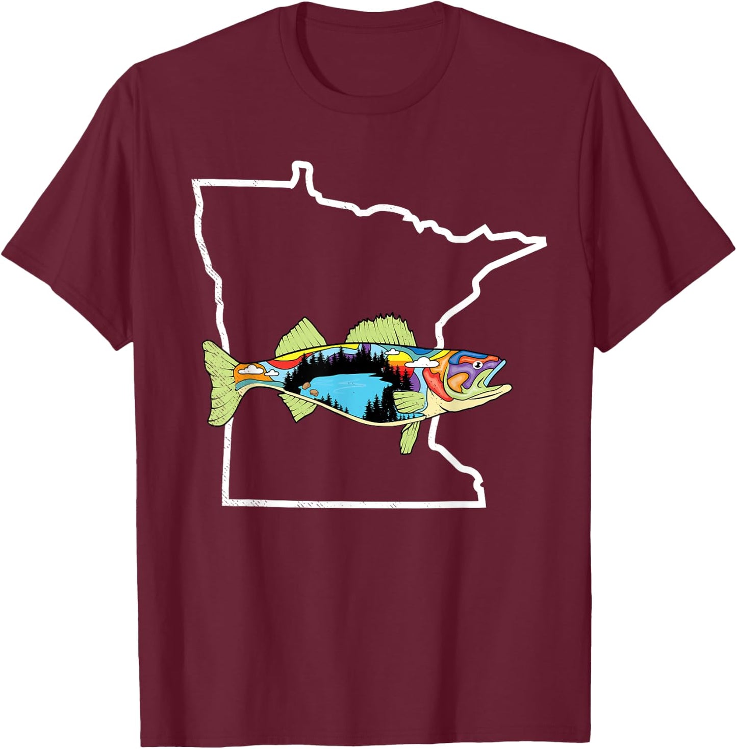 Minnesota Walleye Fishing Freshwater Fisherman Walleye Fish T-Shirt - T-Shirt | Maroon