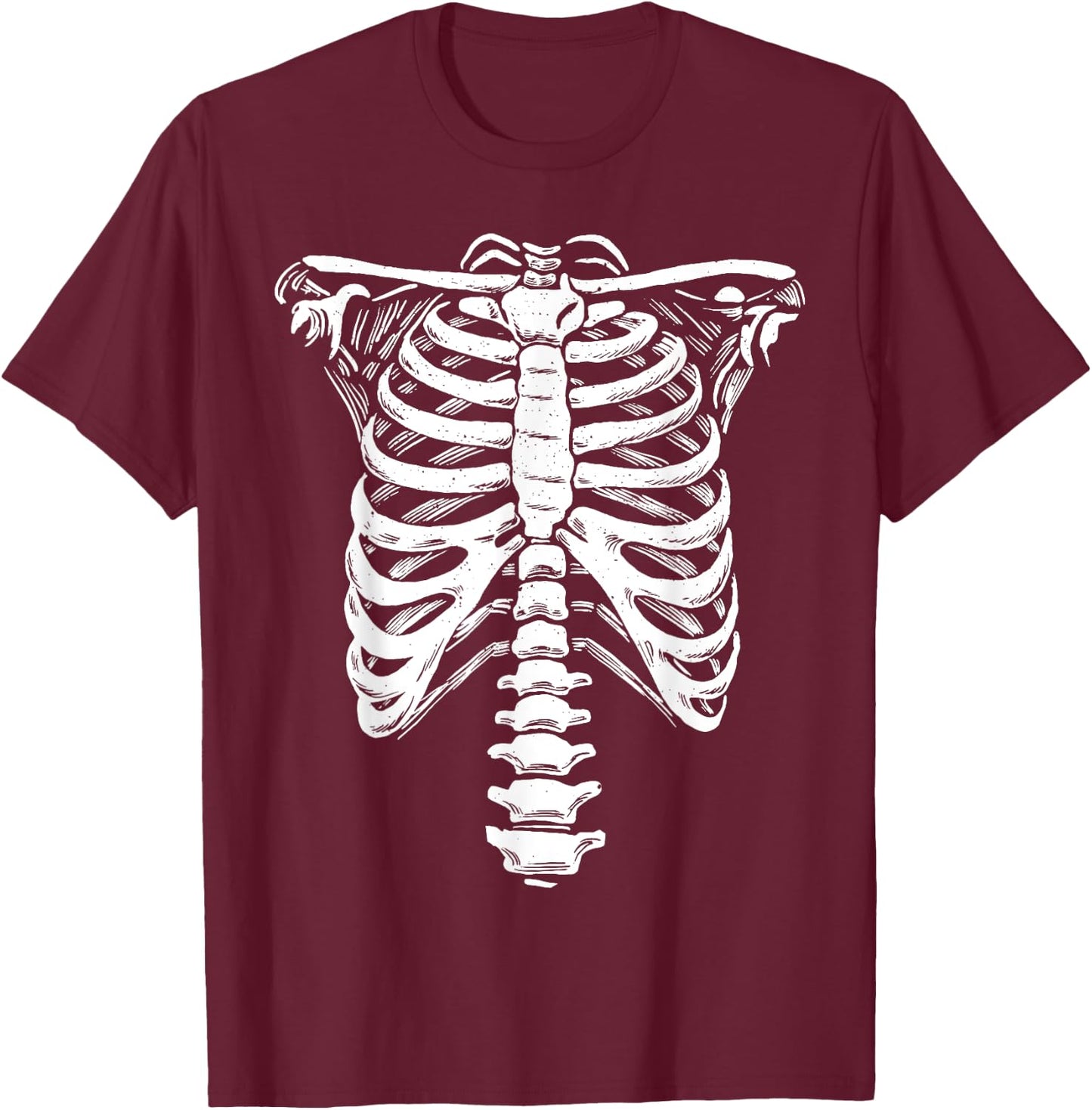 Skeleton Ribcage Costume Halloween T-Shirt - T-Shirt | Maroon