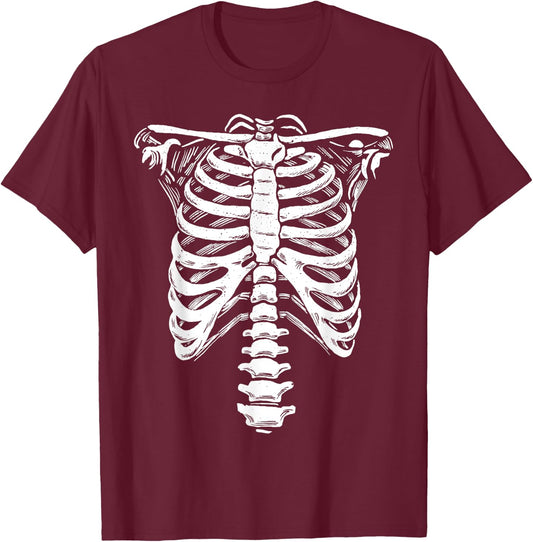 Skeleton Ribcage Costume Halloween T-Shirt - T-Shirt | Maroon