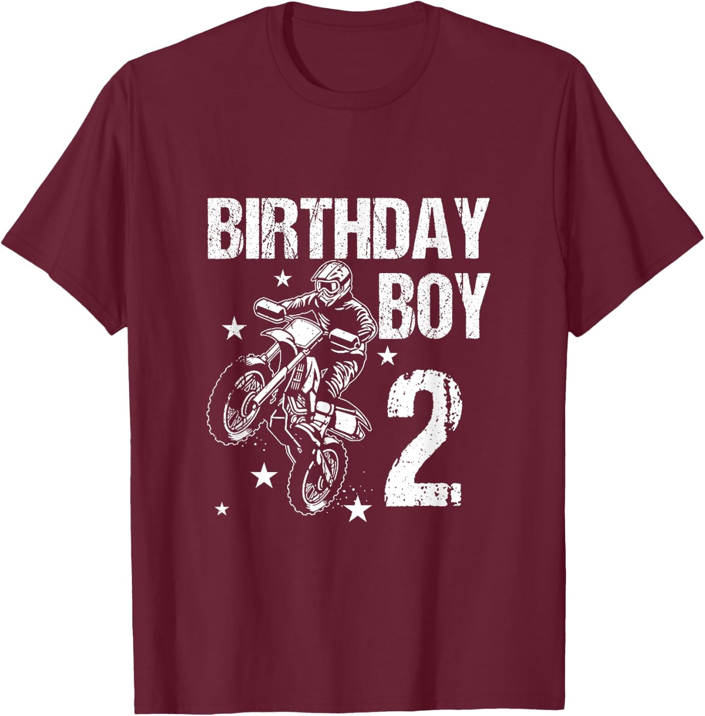 Kids 2 Years old Birthday Shirt 2nd Boy Dirt Bike Motorcycle T-Shirt - T-Shirt | Maroon