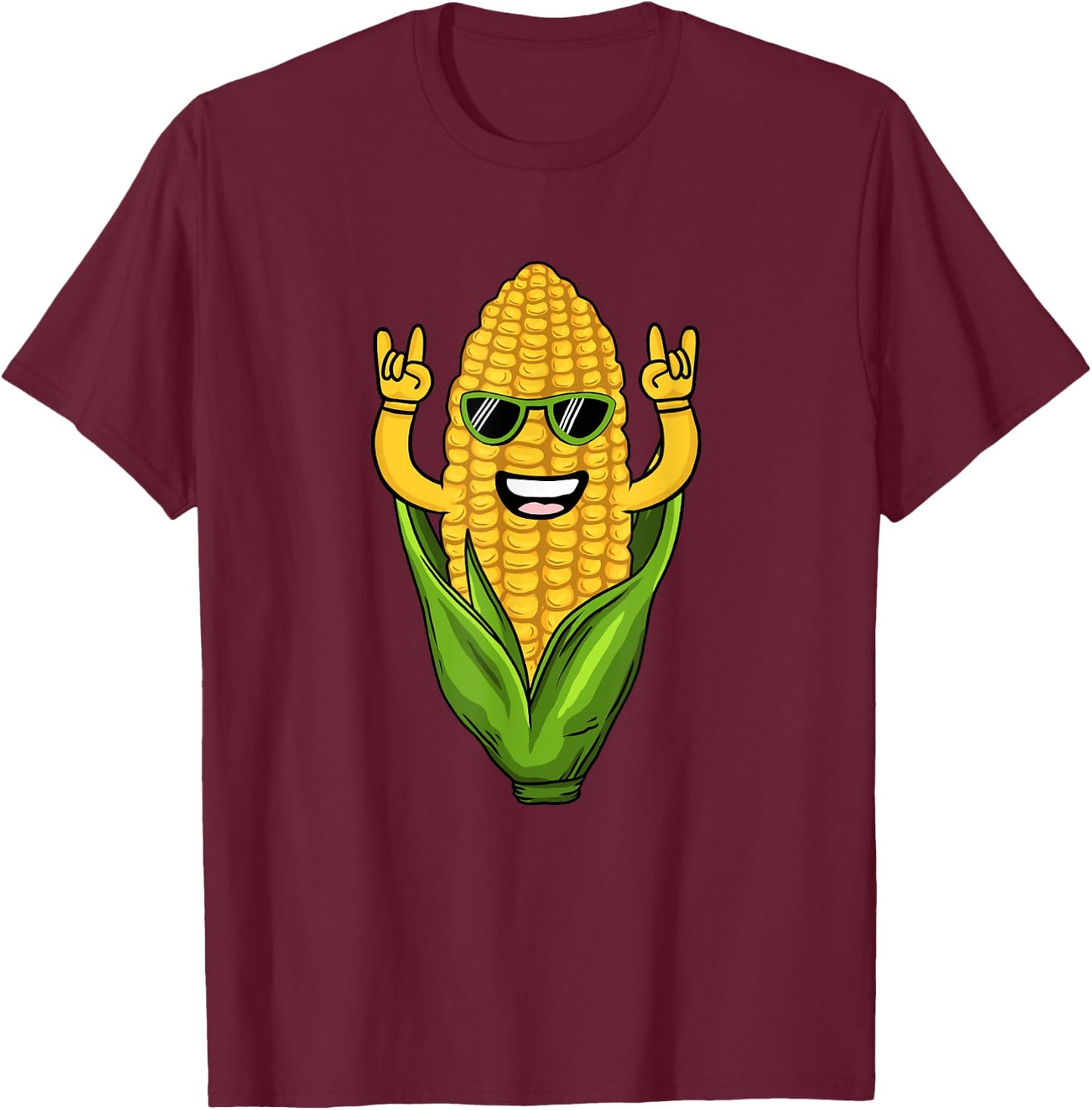 Cool Corn Art Men Women Farmer Dancing Corn On Cob Farming T-Shirt - T-Shirt | Maroon