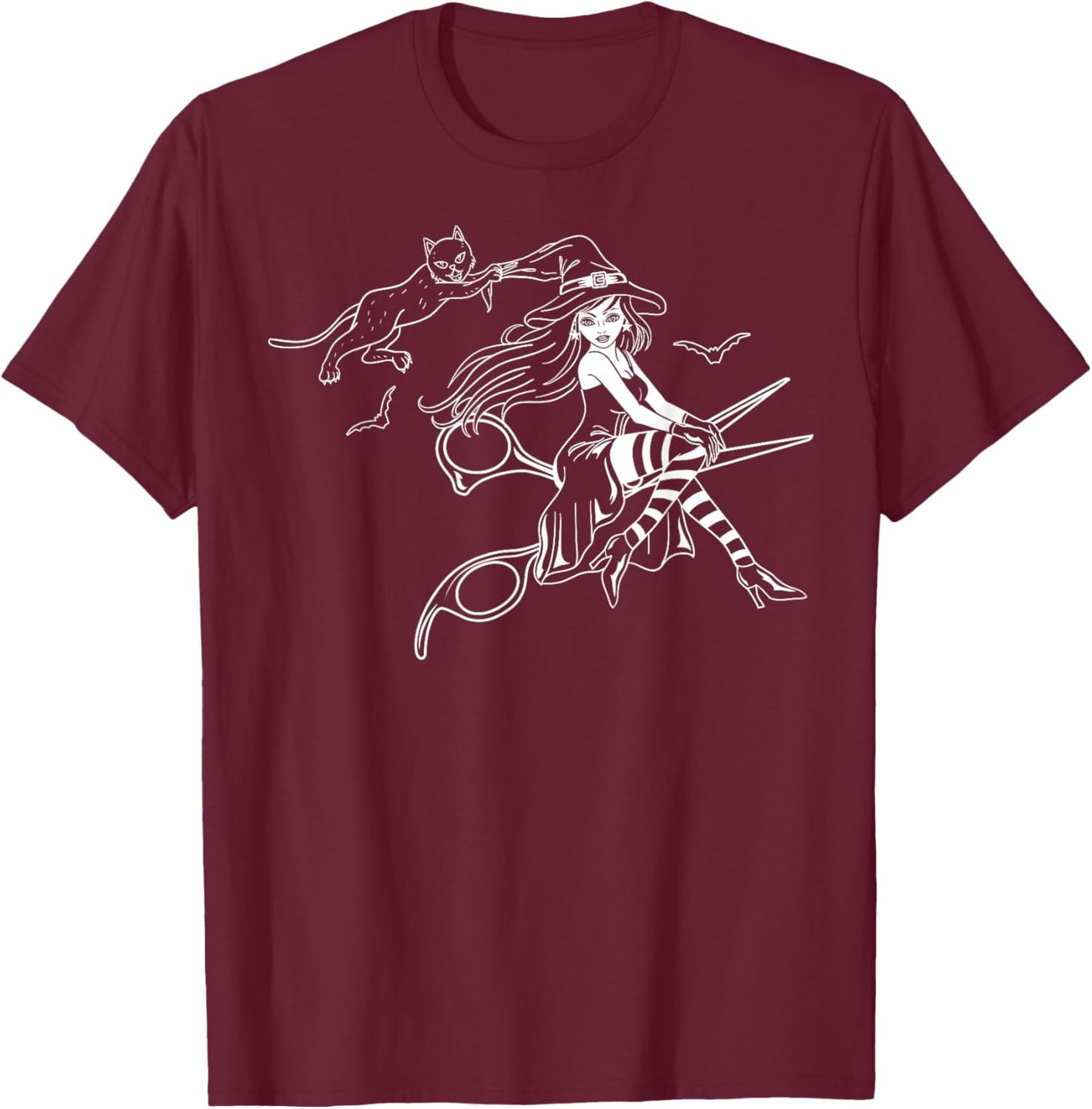 Scissors Hairdresser Witch Cute Halloween Hair Salon Team T-Shirt - T-Shirt | Maroon