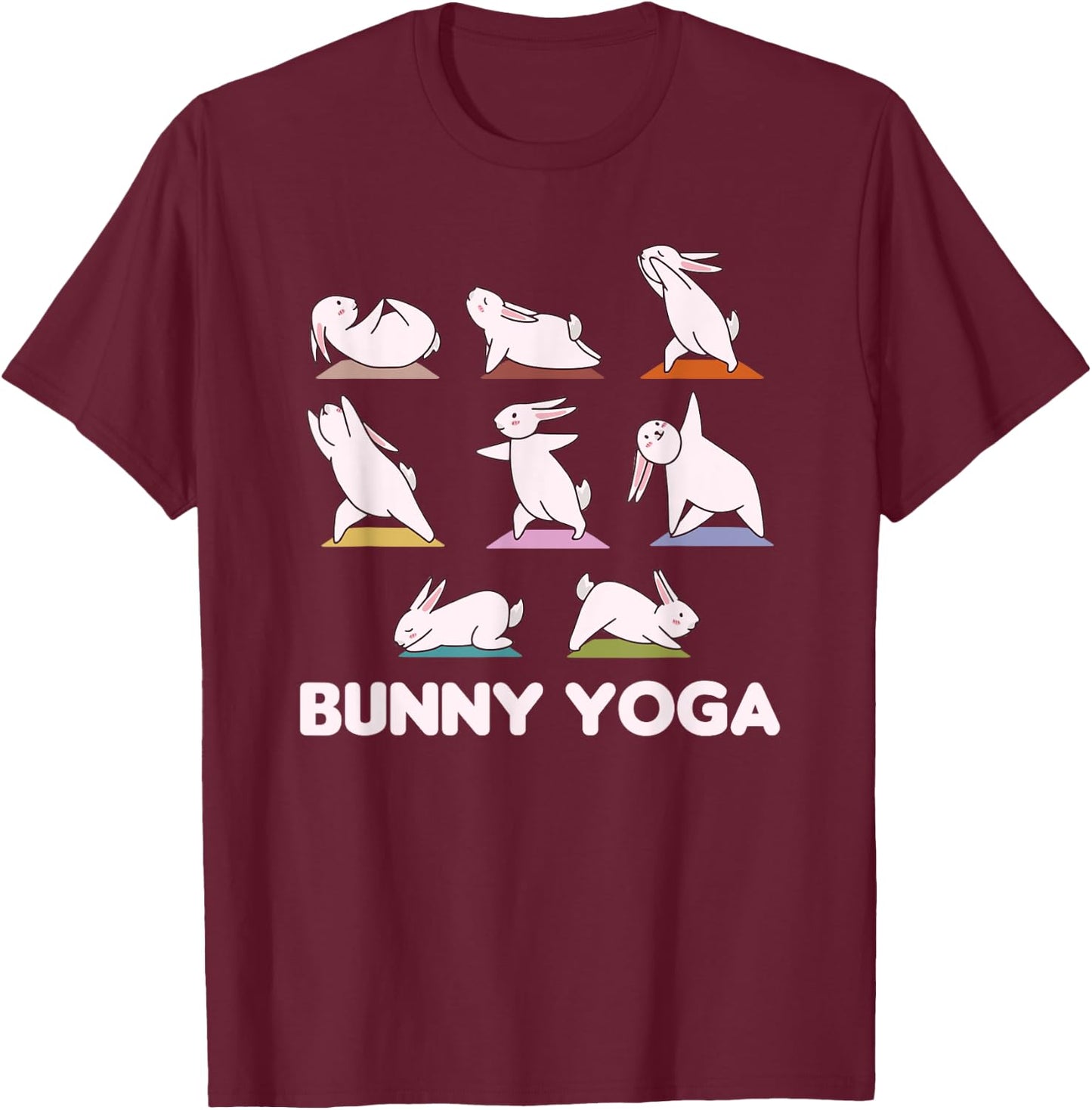 Bunny Yoga Cute Rabbits Do Sport Bunny Yoga T-Shirt - T-Shirt | Maroon