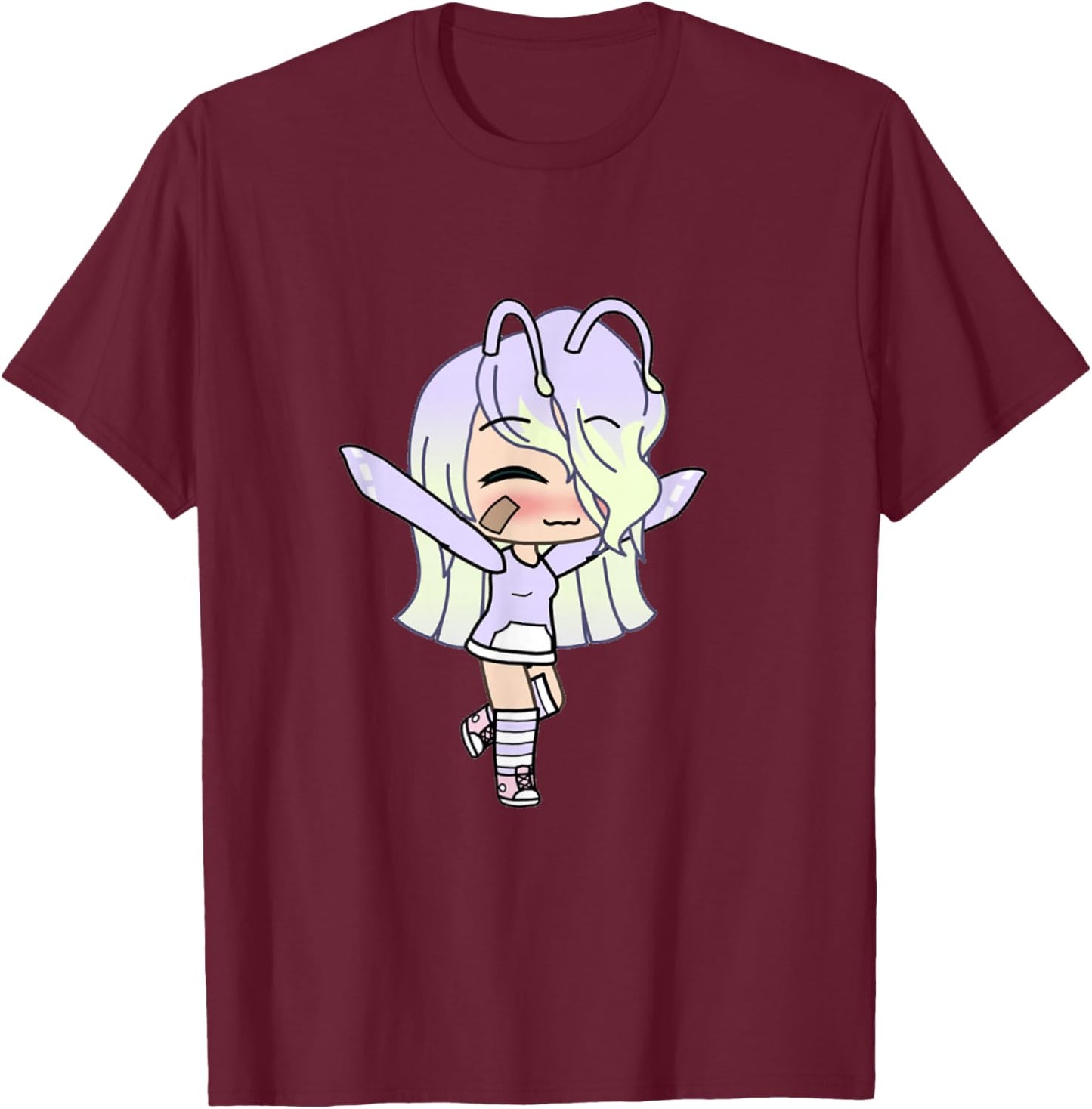 Love Gacha Figure Cute Girl in Purple T-Shirt - T-Shirt | Maroon