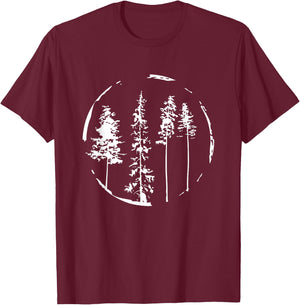 Christmas Pine Forest, Pine Trees T-Shirt - T-Shirt | Maroon