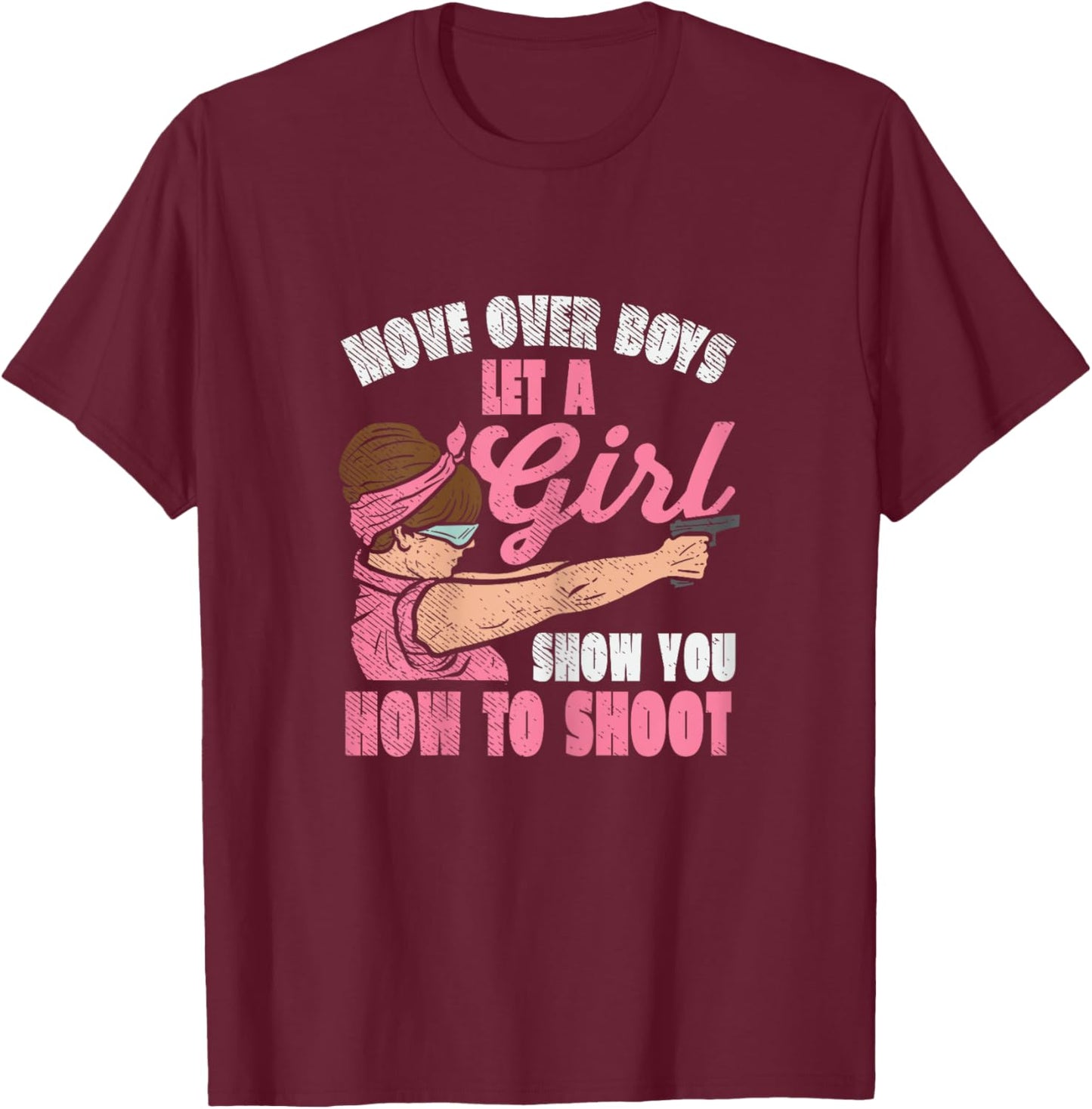 ompetetive Shooting, Long Range Shooting, Skeet Girl T-Shirt - T-Shirt | Maroon