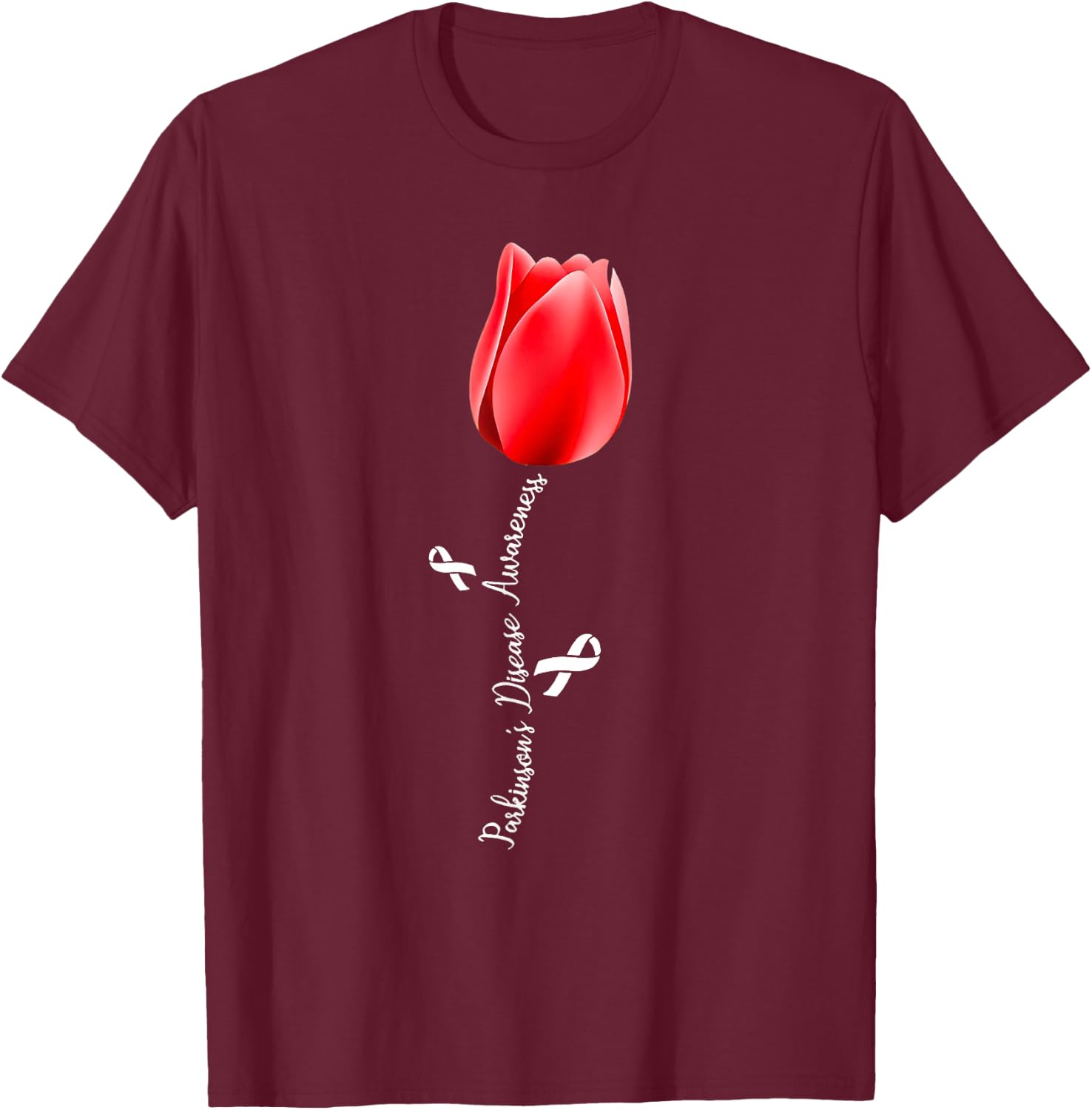 Parkinson Disease Awareness Tulip April Month T-Shirt - T-Shirt | Maroon