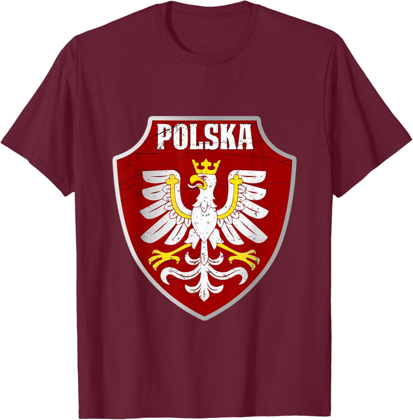 Polska Logo Vintage Retro Eagle Polish Pride Poland T-Shirt - T-Shirt | Maroon