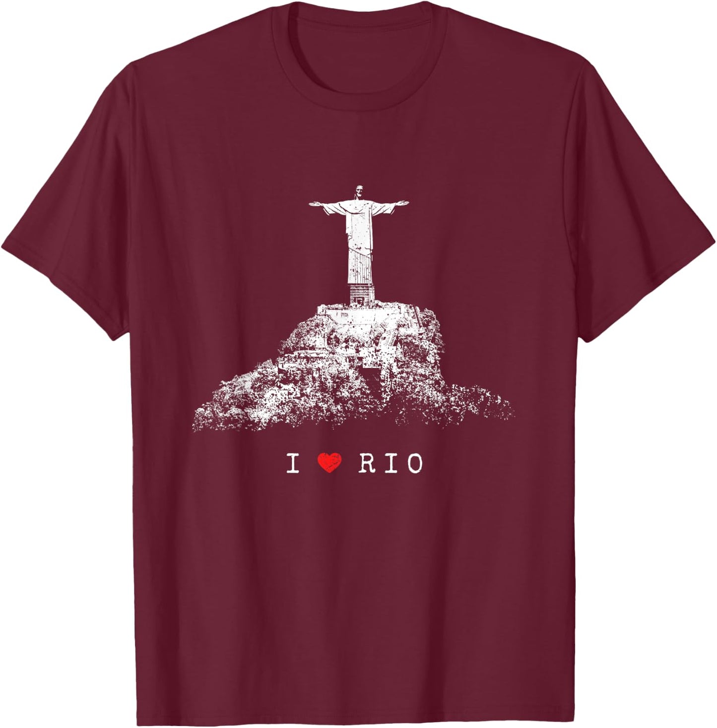 Rio de Janeiro Skyline Statue of Jesus Christ Brazil Love T-Shirt - T-Shirt | Maroon