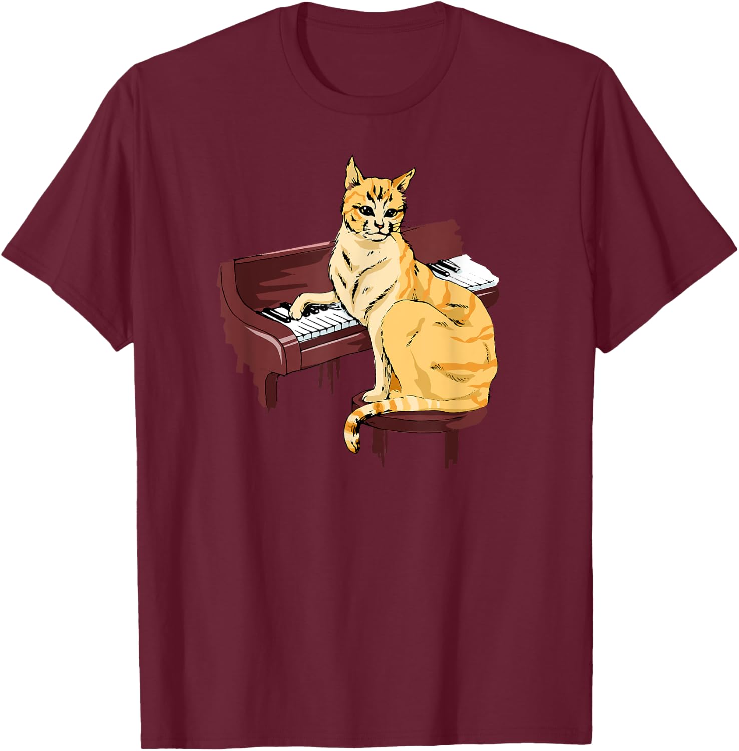 Piano Cat Women T-Shirt - T-Shirt | Maroon