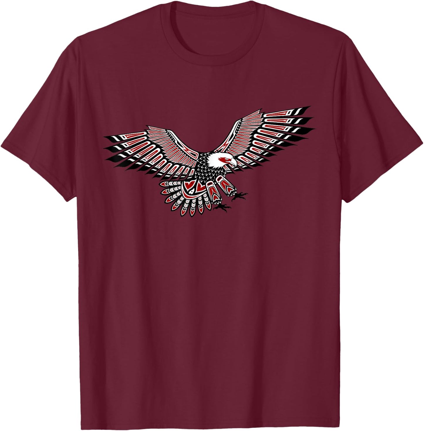Native American Indian Eagle Totem Art Northwest T-Shirt - T-Shirt | Maroon