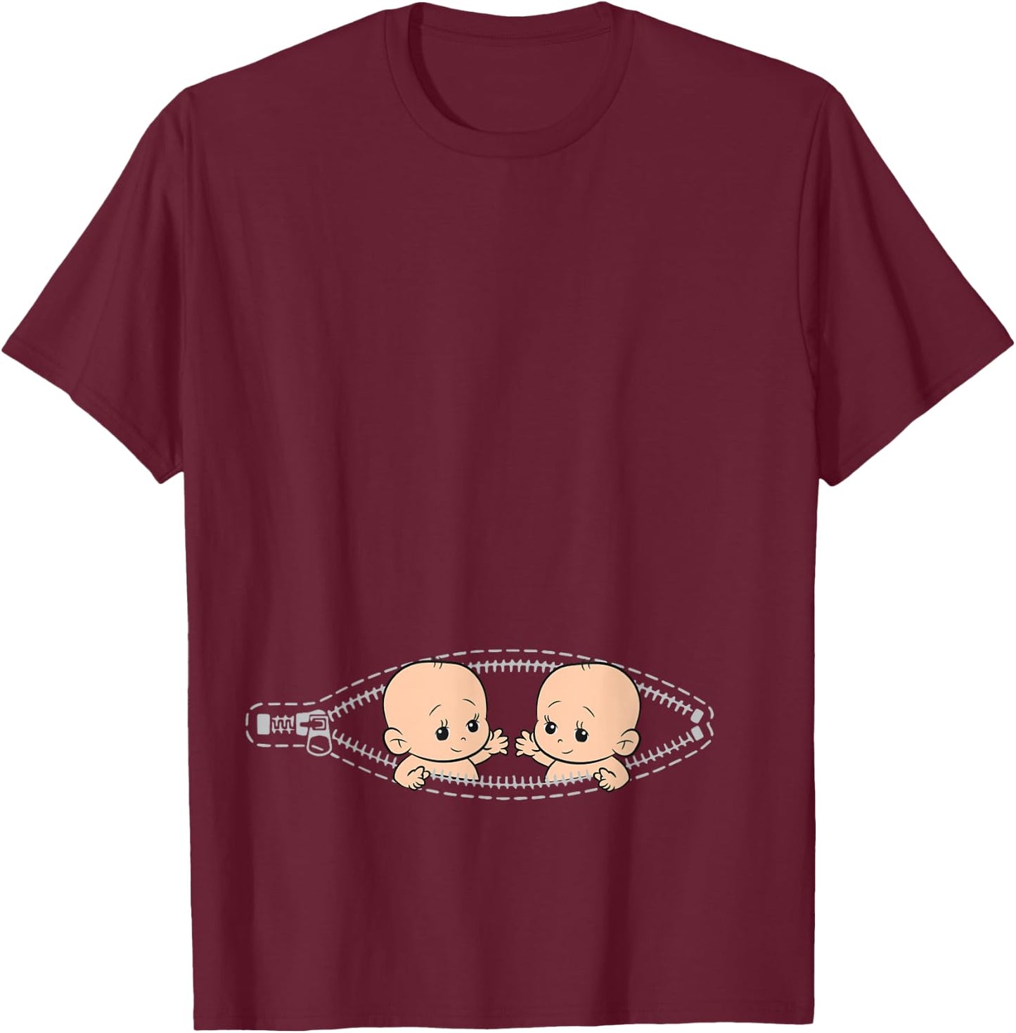 Funny Mom of Twin Pregnancy Announcement Twins Mom Small T-Shirt - T-Shirt | Maroon