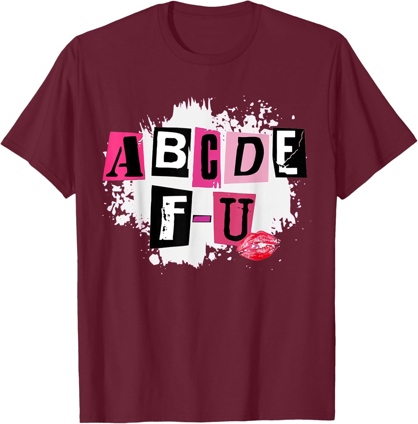ABCDEFU Retro Funny Heart Valentine's Day T-Shirt - T-Shirt | Maroon