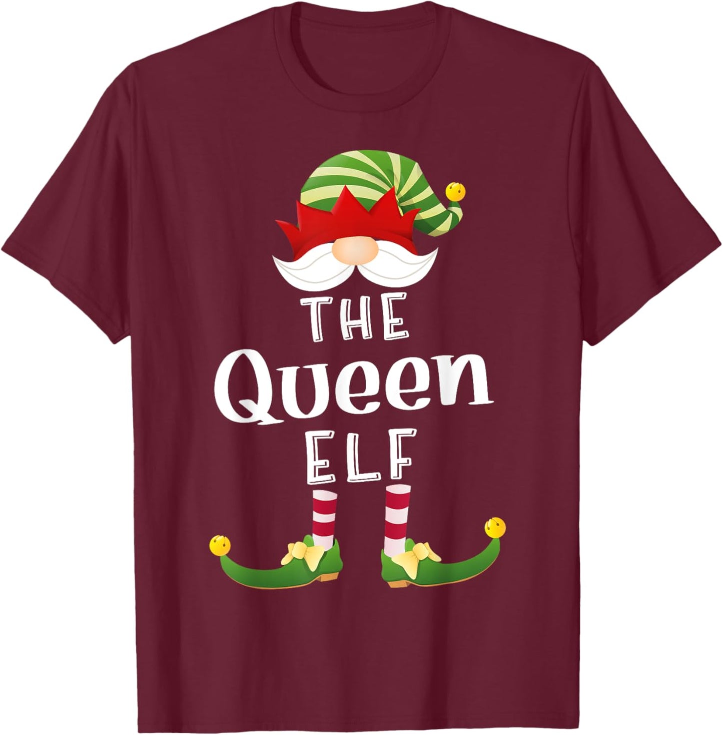 Queen Elf Group Christmas Funny Pajama Party T-Shirt - T-Shirt | Maroon