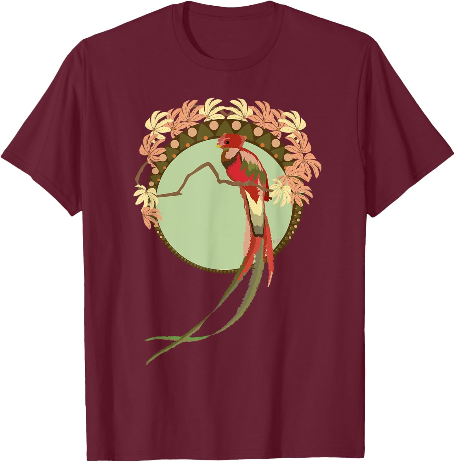 Art Nouveau Quetzal Bird Shirt T-Shirt - T-Shirt | Maroon