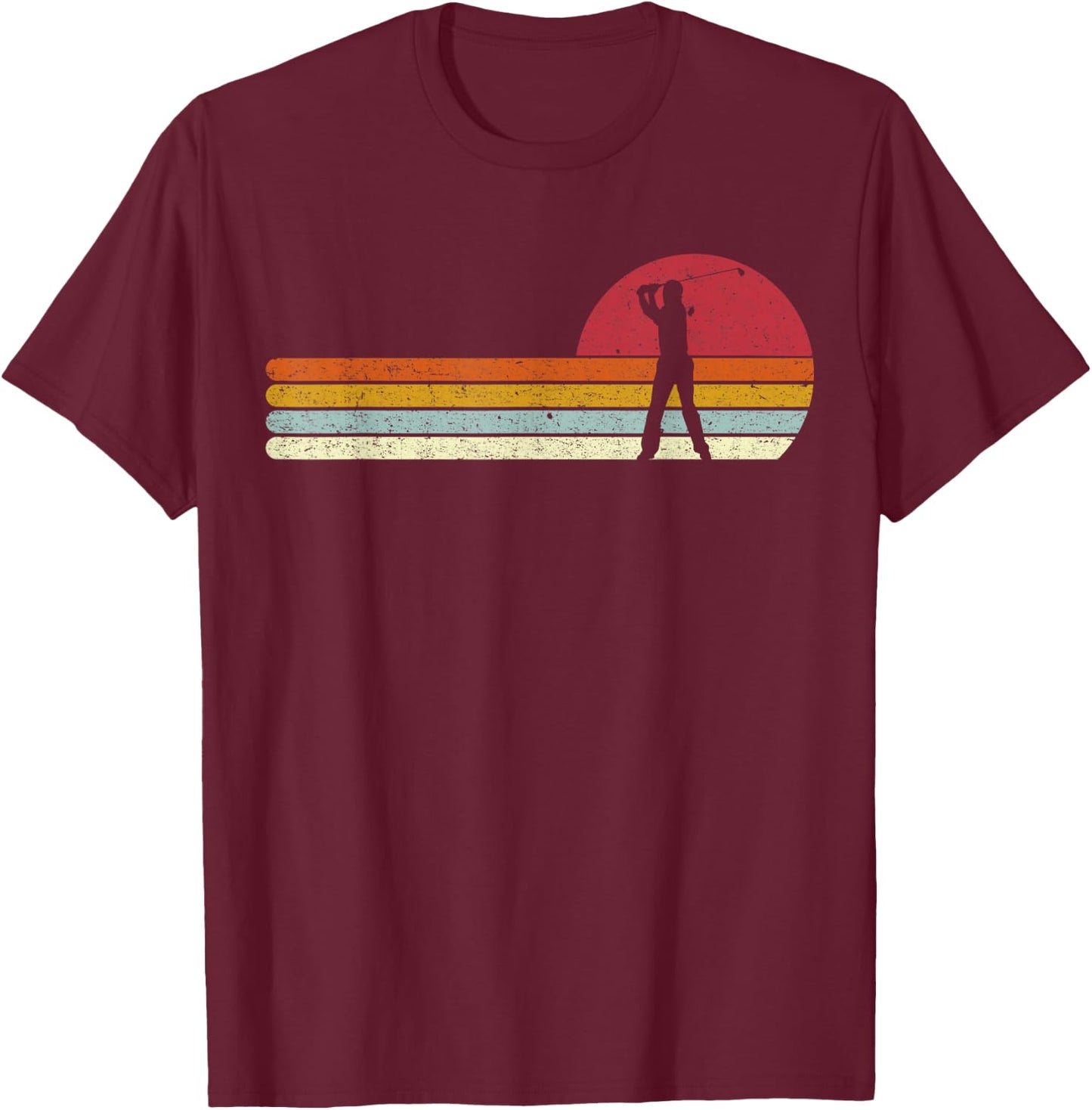 Golf Sunset Distressed T-Shirt - T-Shirt | Maroon
