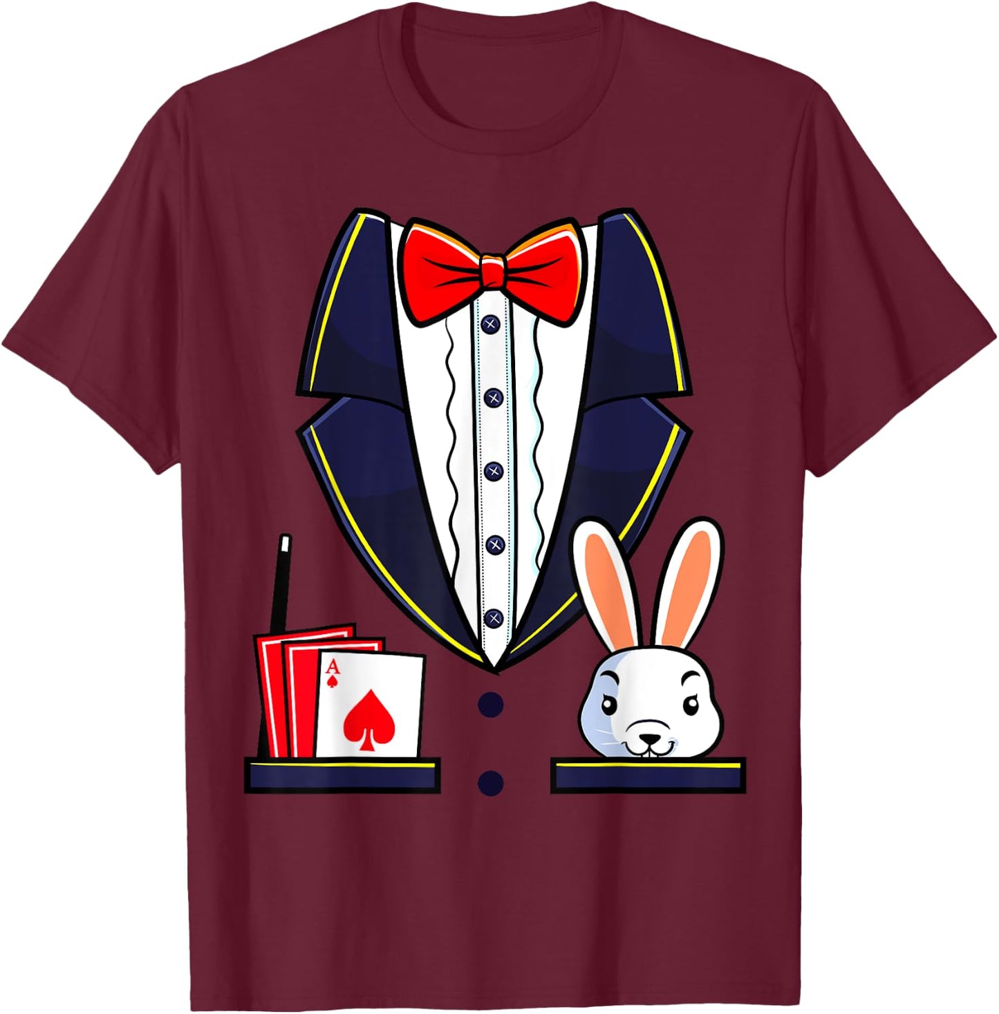 Magician Costume Halloween Magic Show Men Women Kids Boys T-Shirt - T-Shirt | Maroon