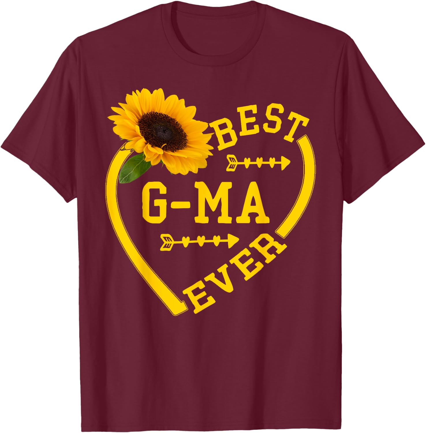 Best G-ma Ever shirt Mother's Day Hearts Sunflower Grandma T-Shirt - T-Shirt | Maroon