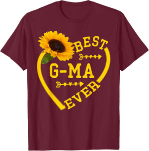 Best G-ma Ever shirt Mother's Day Hearts Sunflower Grandma T-Shirt - T-Shirt | Maroon