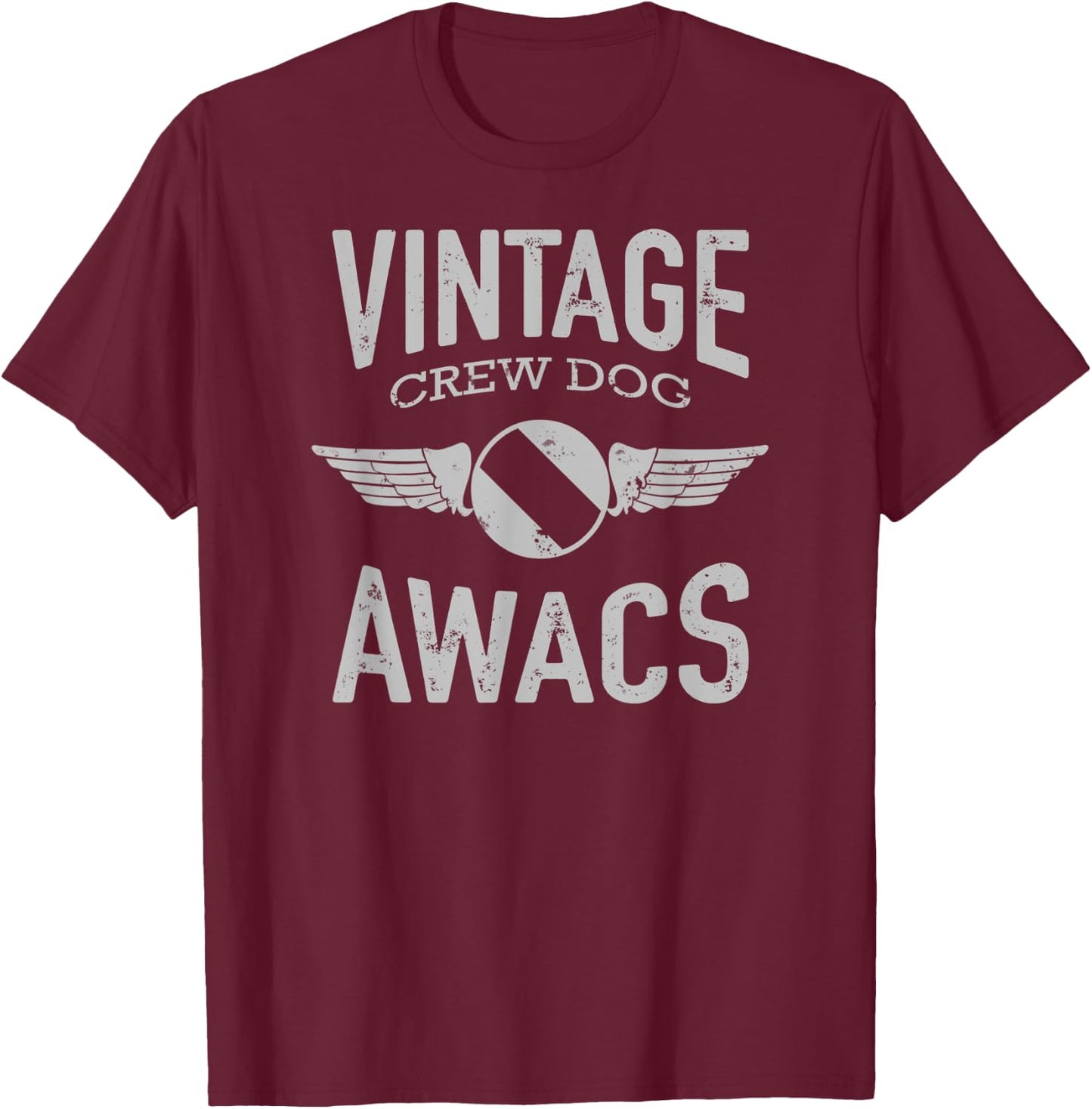Vintage AWACS Crewdog Men Women T-Shirt - T-Shirt | Maroon
