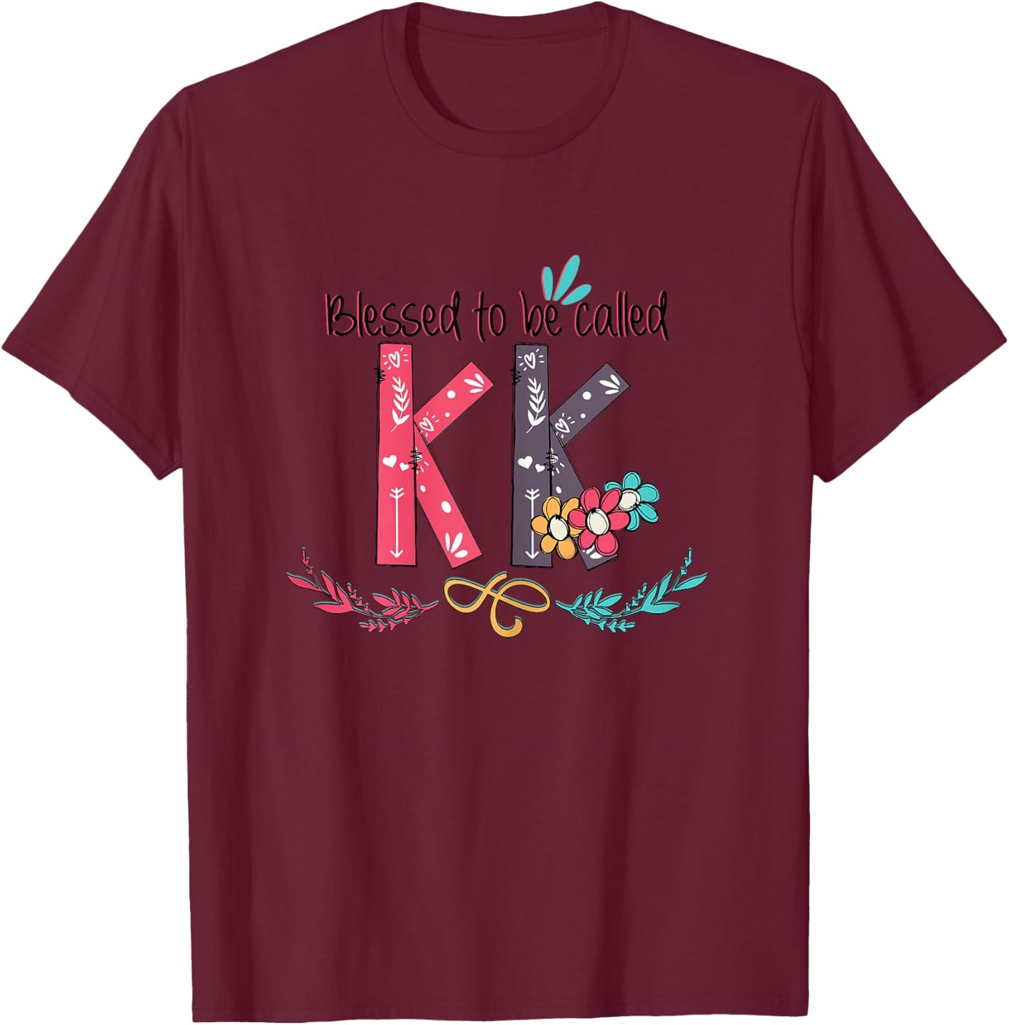 Blessed to be Called KK Colorful Gifts-Grandma T-Shirt - T-Shirt | Maroon