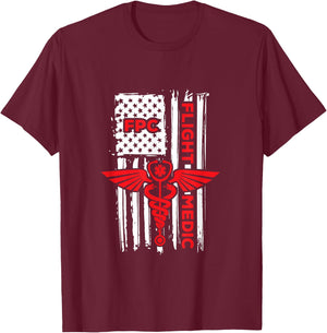 Flight Medic USA American Flag Air Flight Paramedic FP-C T-Shirt - T-Shirt | Maroon