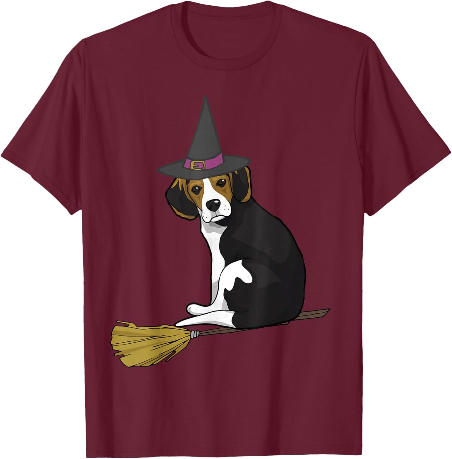 Beagle Shirt Funny Halloween T Shirt Witch Dog Gifts Costume T-Shirt - T-Shirt | Maroon