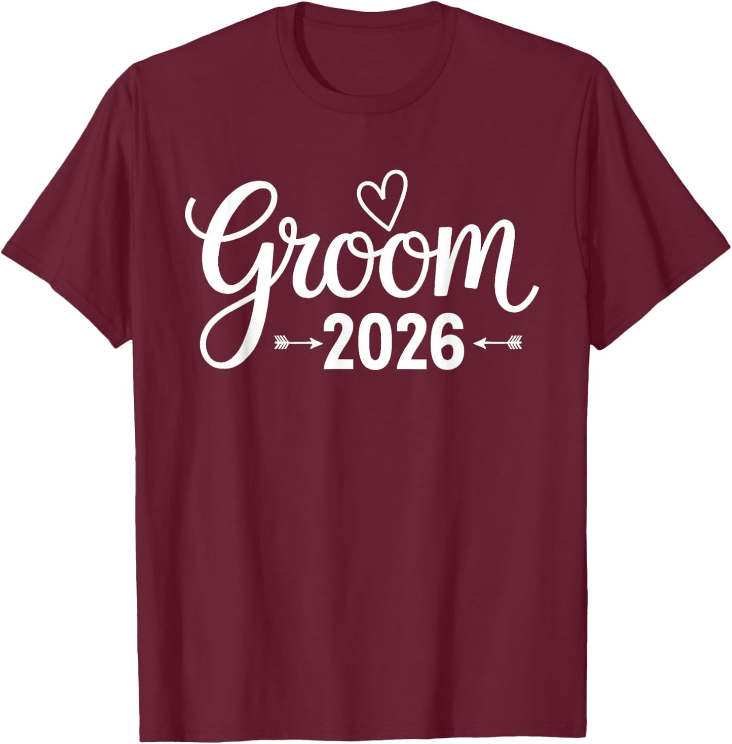 Groom Est 2026 Married Wedding Groom Party Bachelorette T-Shirt - T-Shirt | Maroon