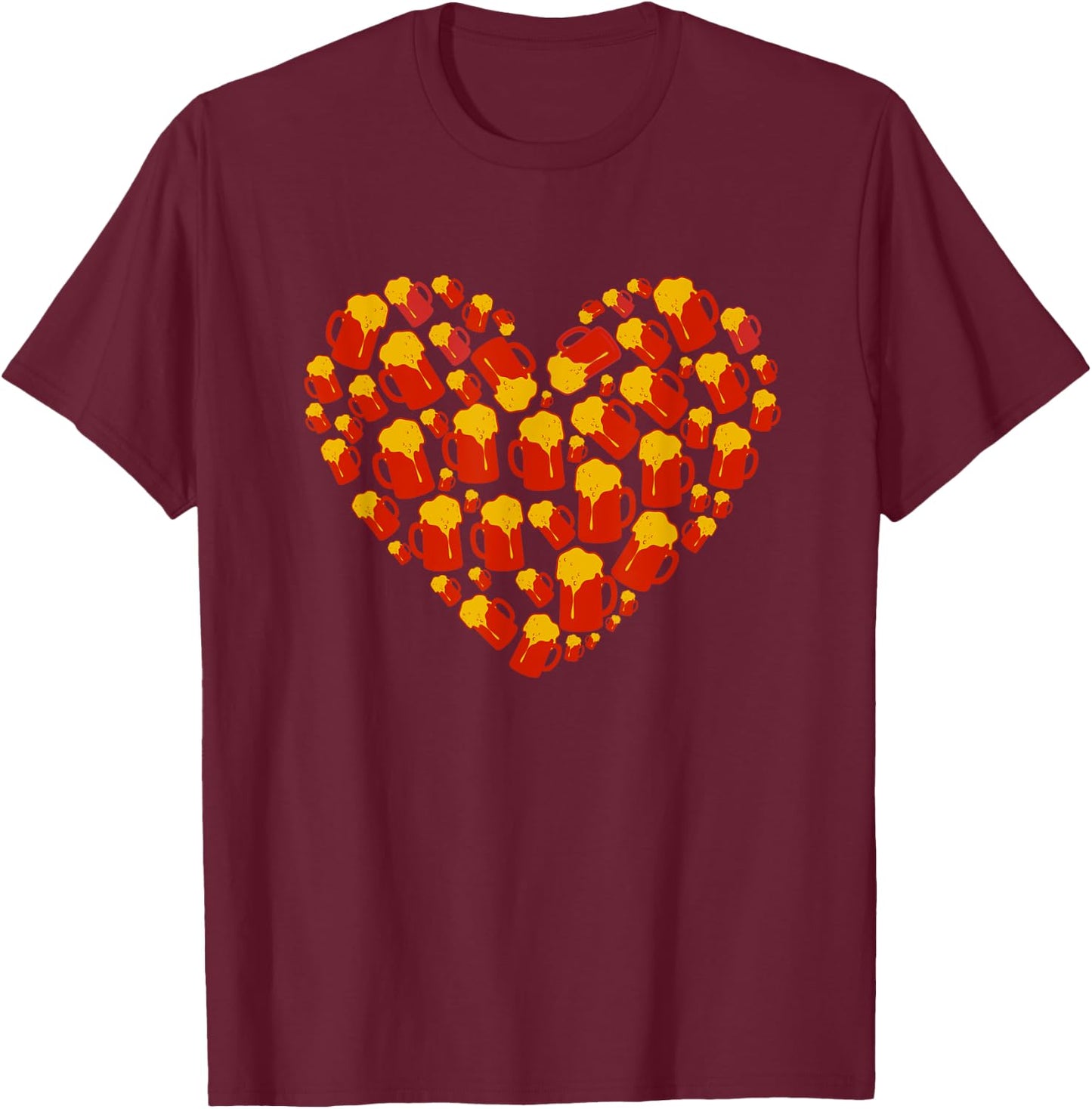 Beer Valentines Day Funny Heart Beer Valentines Day T-Shirt - T-Shirt | Maroon