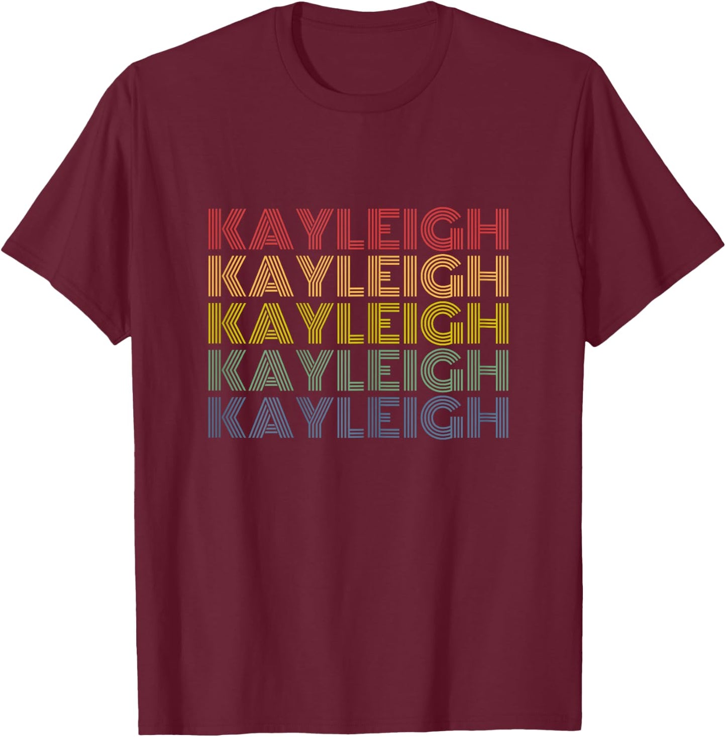 Kayleigh Name Retro Rainbow Typography T-Shirt - T-Shirt | Maroon