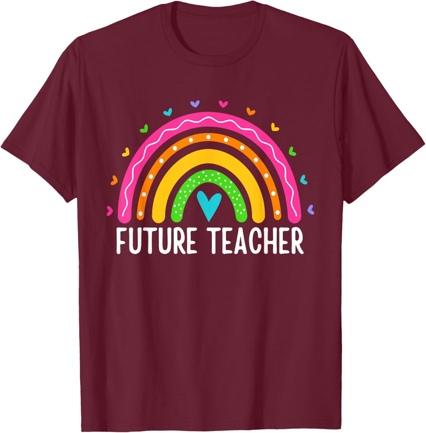 Future Teacher Kids Youth Girls Rainbow Pre-k Kindergarten T-Shirt - T-Shirt | Maroon