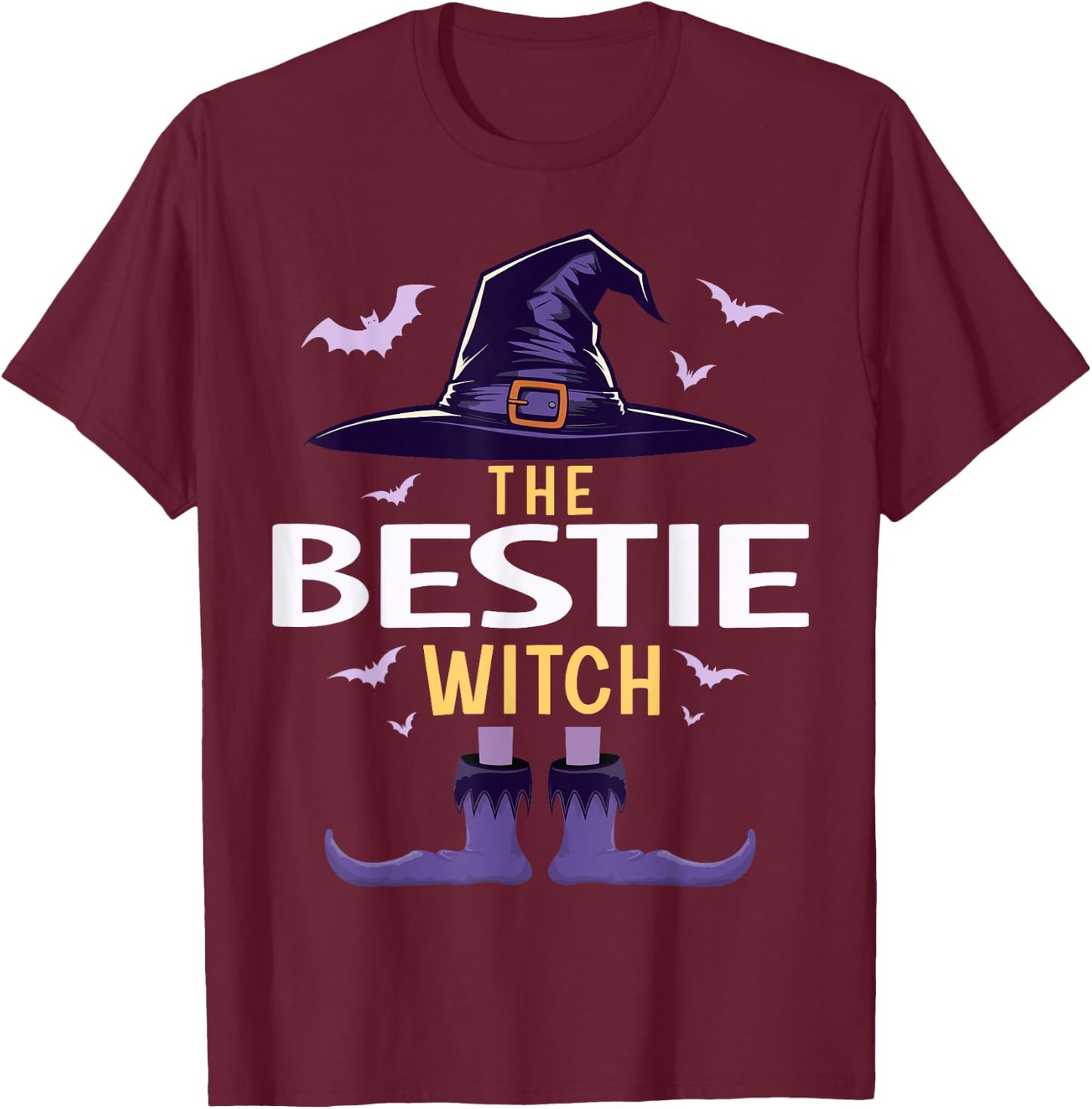 Bestie Halloween Witch Group Matching Costume T-Shirt - T-Shirt | Maroon