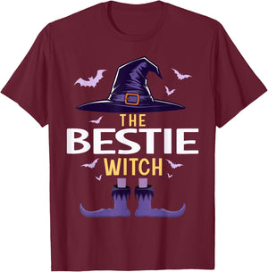 Bestie Halloween Witch Group Matching Costume T-Shirt - T-Shirt | Maroon