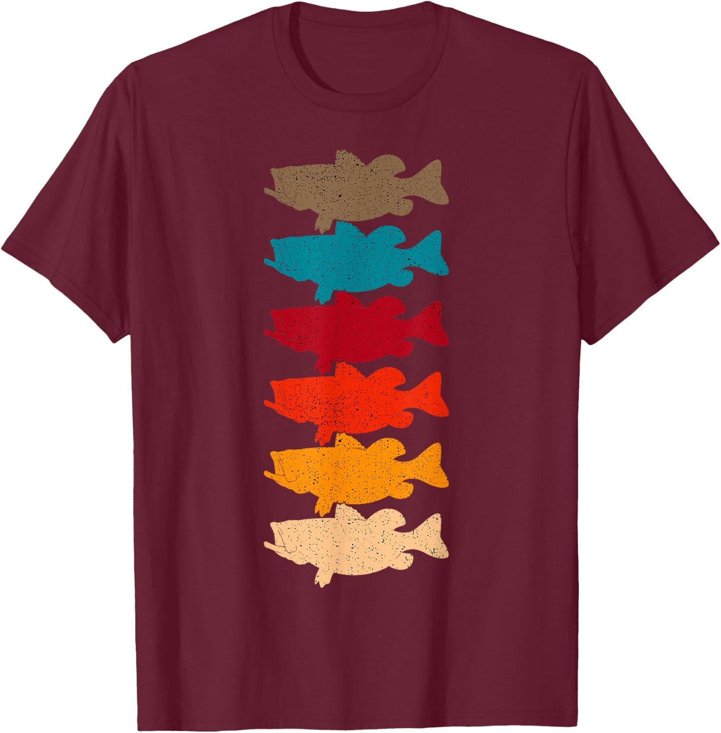 Bass Fishing Retro Vintage Fish Forest Angling Fisherman T-Shirt - T-Shirt | Maroon