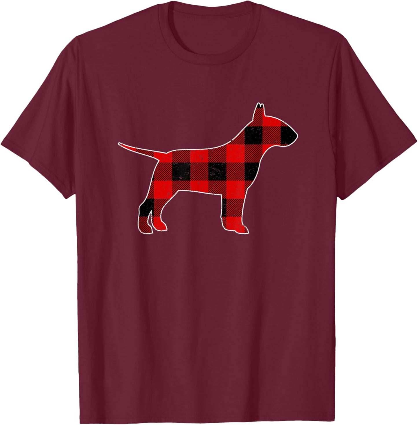 Check Brand For 50, Christmas Plaid Bull terrier Pajama T-Shirt - T-Shirt | Maroon