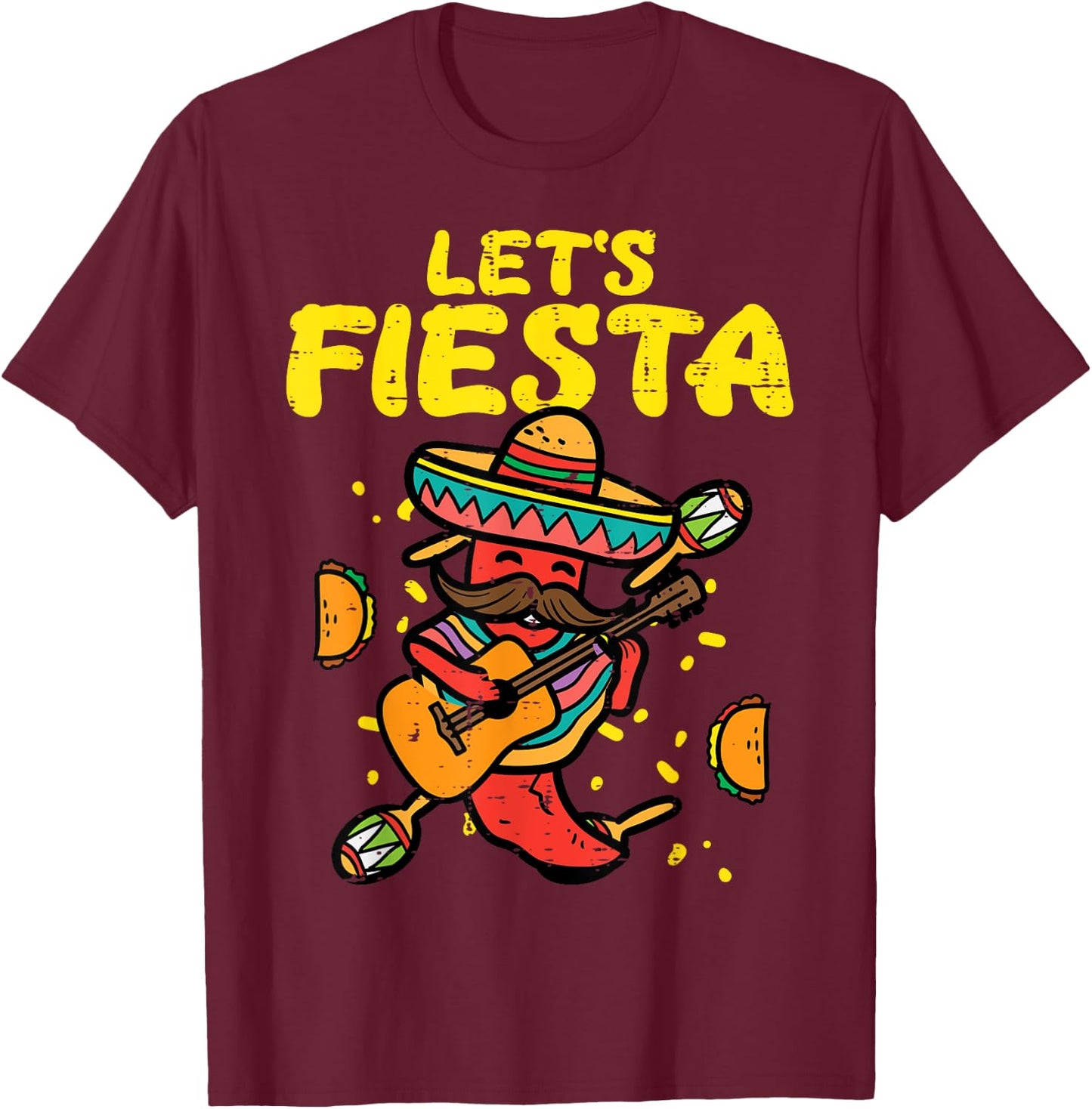 Let's Fiesta Jalapeno Funny Cinco De Mayo Mexican Party T-Shirt - T-Shirt | Maroon