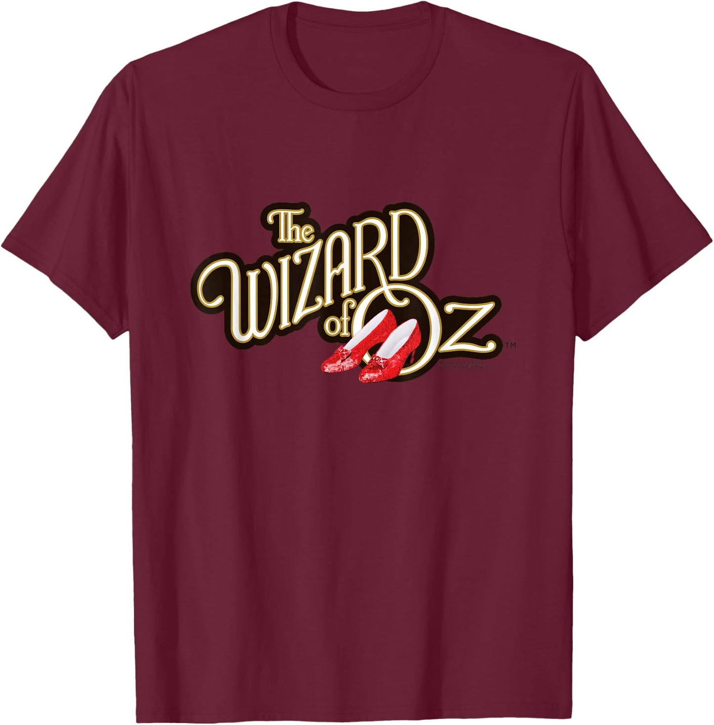 Wizard of Oz Logo with Ruby Slippers Vintage Classic Movie T-Shirt - T-Shirt | Maroon
