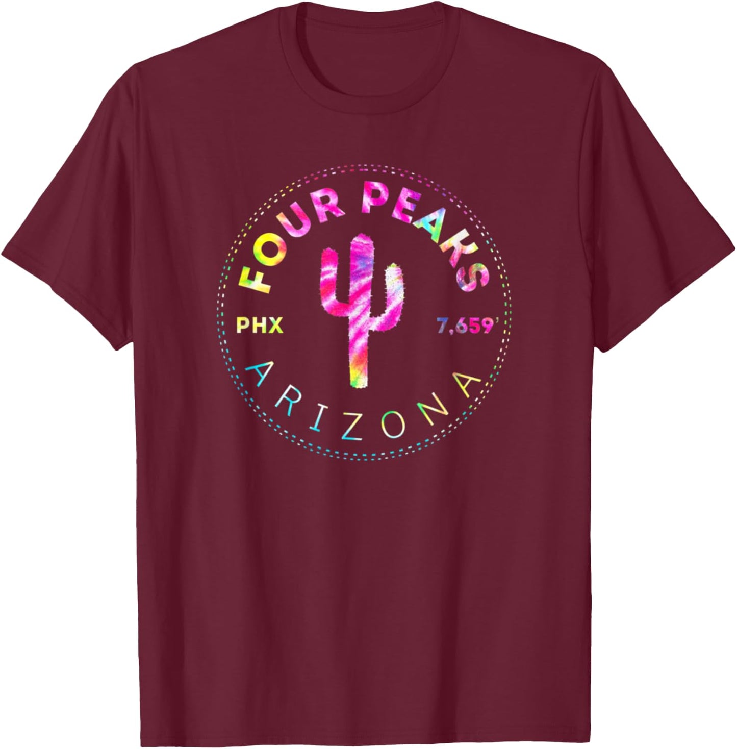 Four Peaks Tie Dye - Phoenix Arizona Mountains T-Shirt - T-Shirt | Maroon