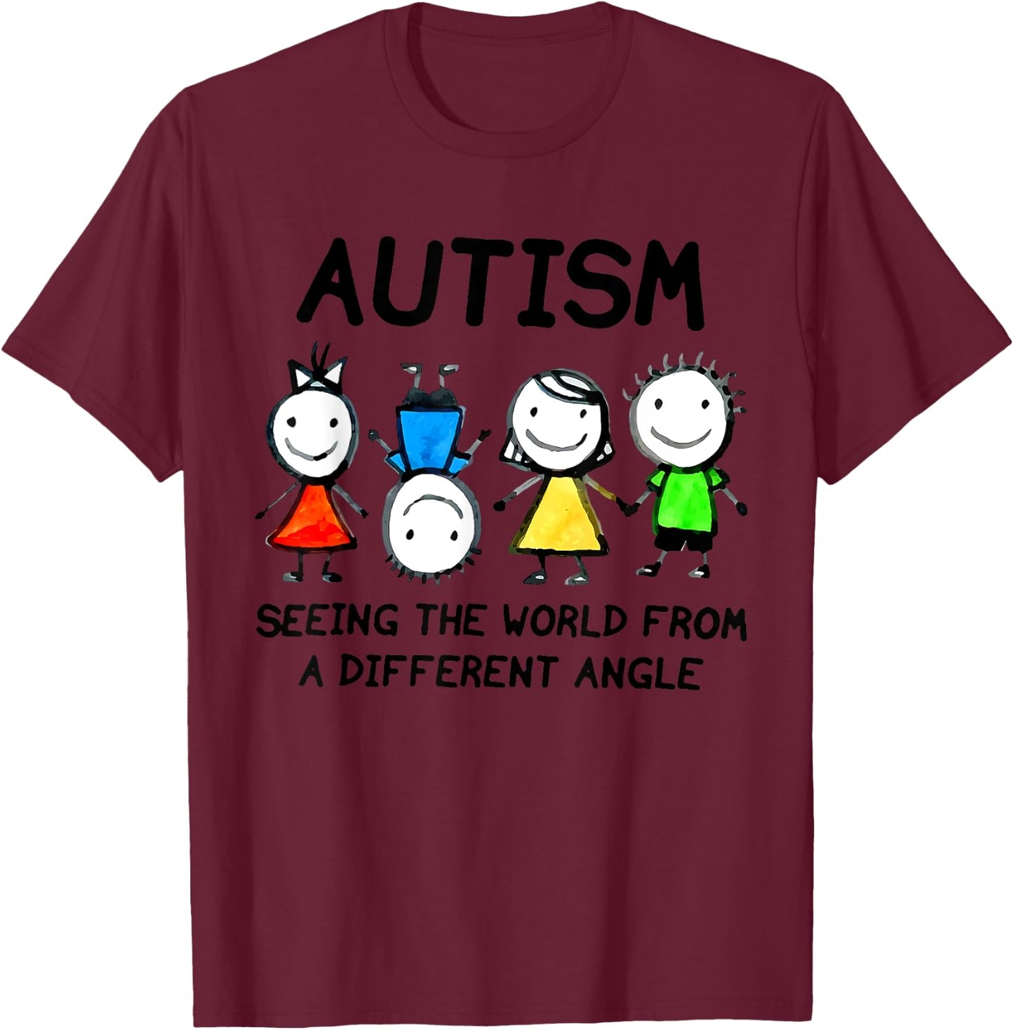 Autism Seeing The World From A Different Angle Autism Gifts T-Shirt - T-Shirt | Maroon