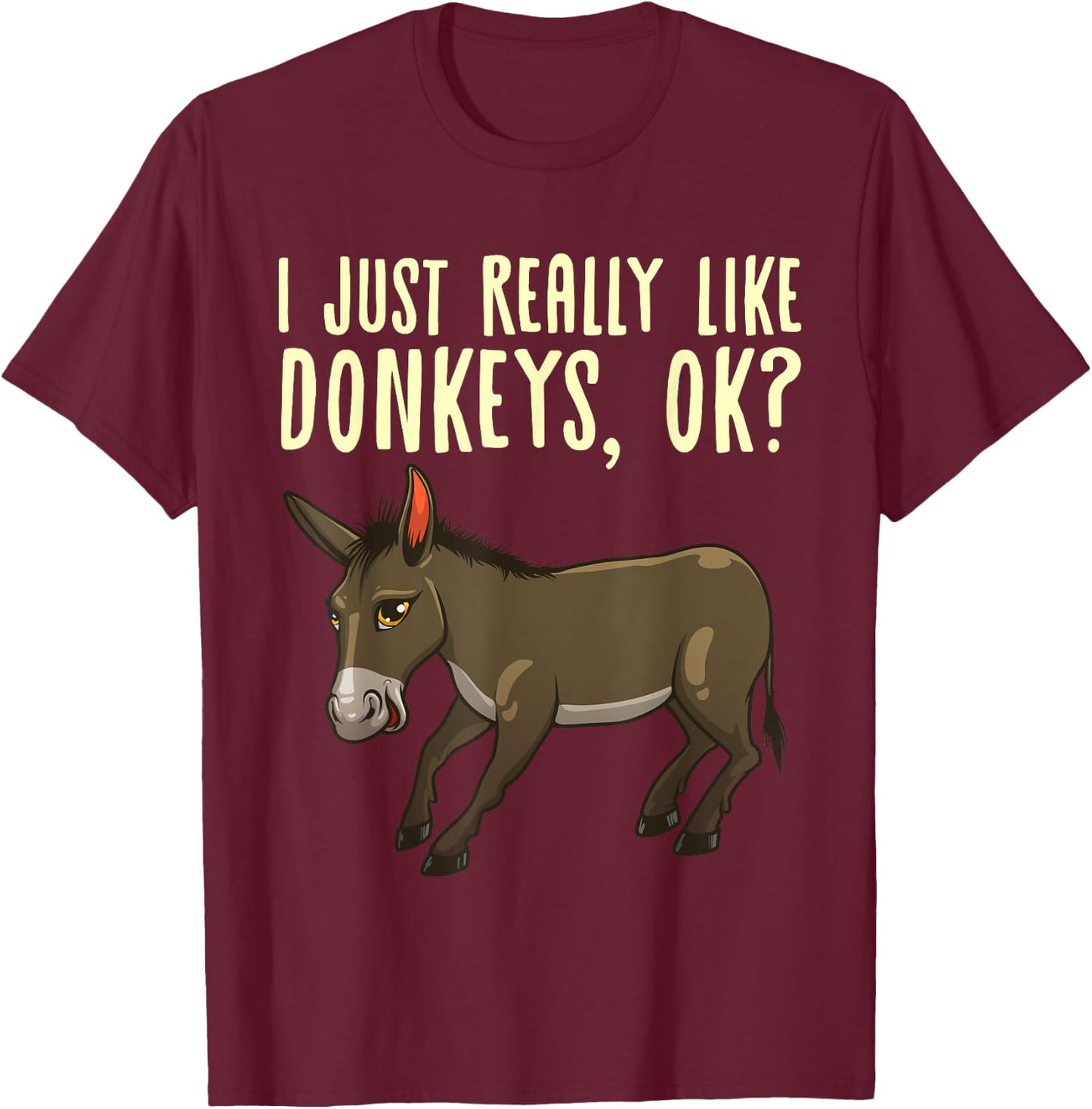 Funny Donkey Design Women Mule Animal Farming Horse T-Shirt - T-Shirt | Maroon