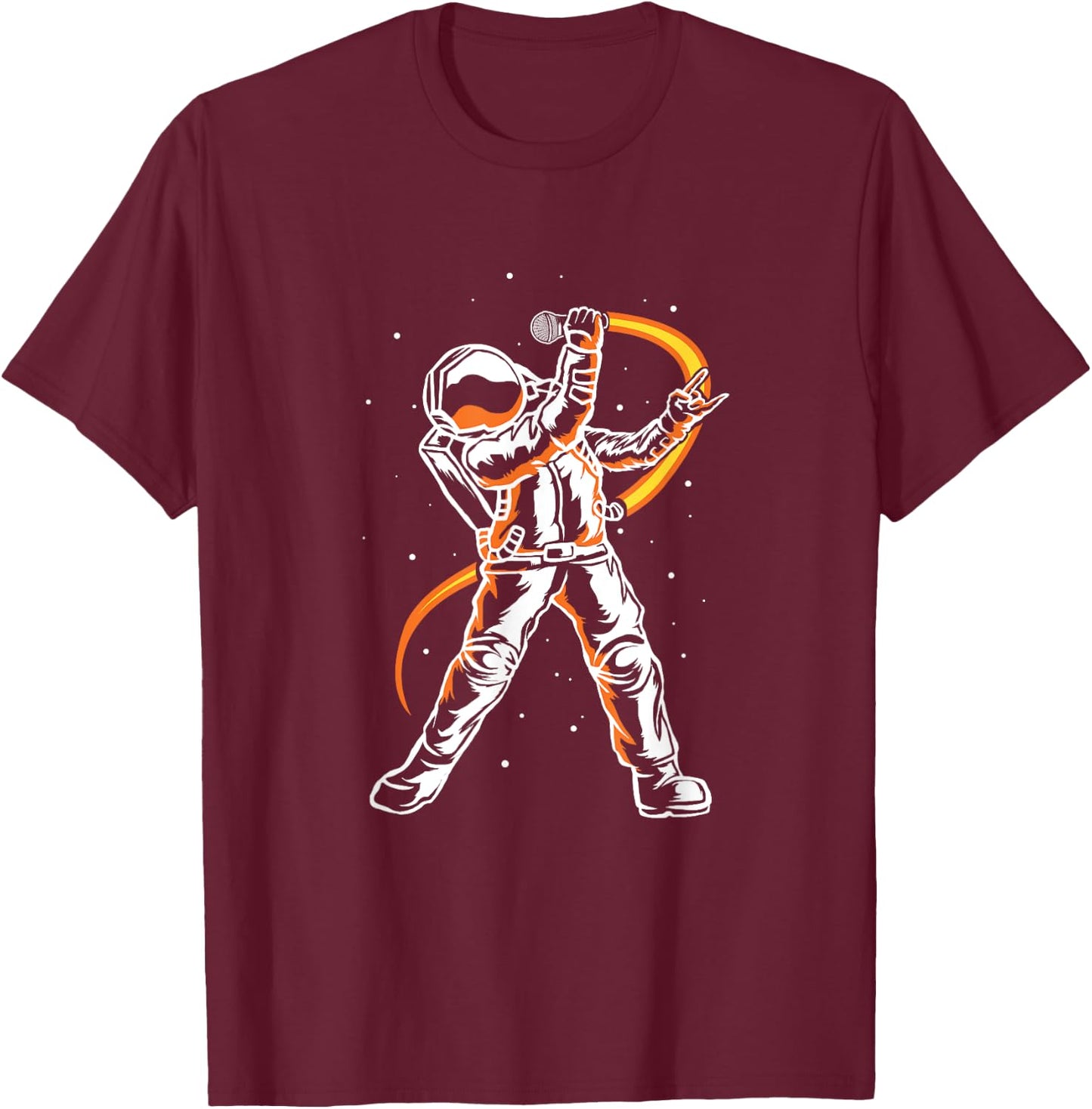 Astronaut In Space Microphone Karaoke Vocal Singing Singer T-Shirt - T-Shirt | Maroon