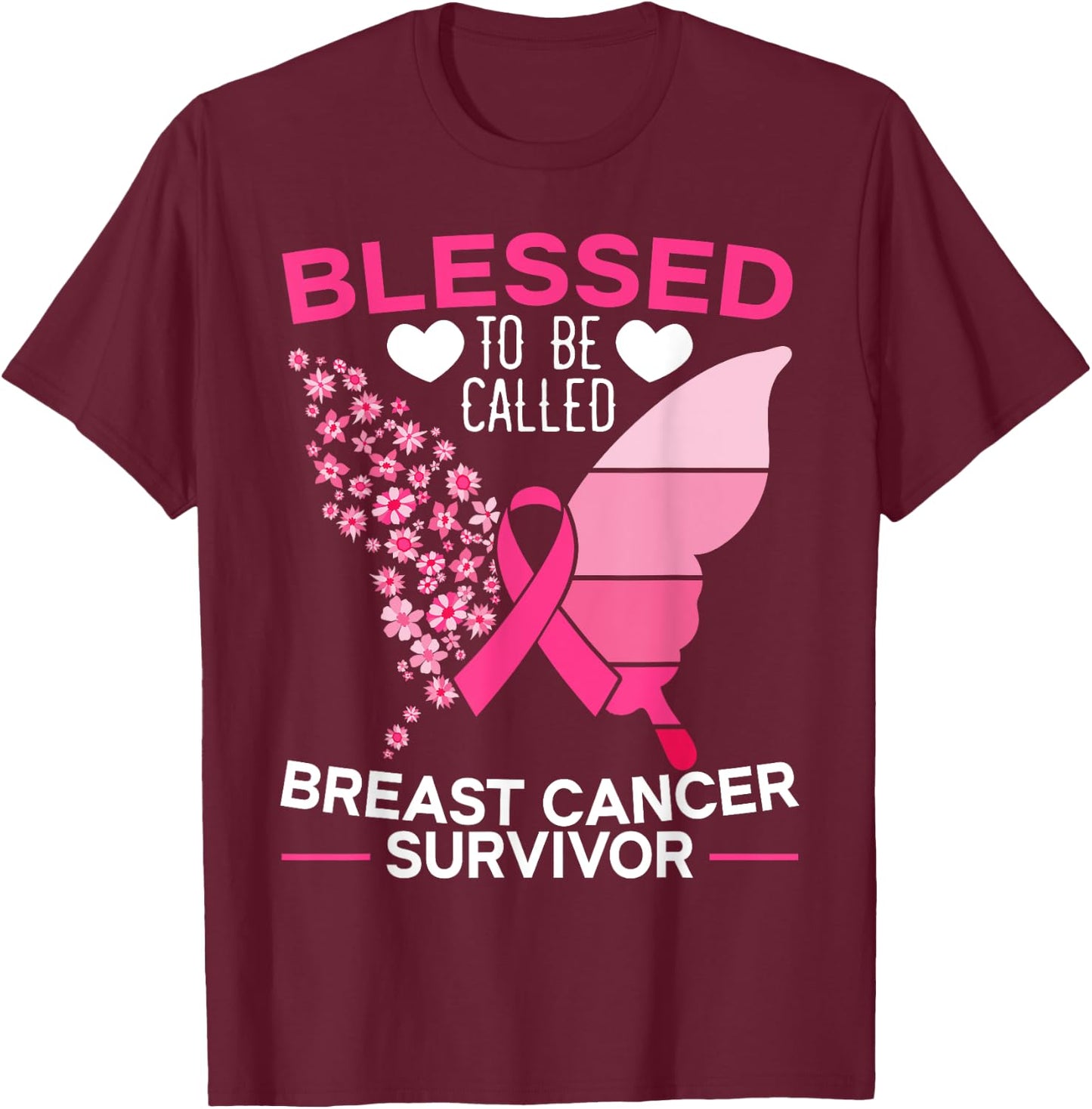Blessed To Be Called Breast Cancer Survivor Chemotherapy T-Shirt - T-Shirt | Maroon