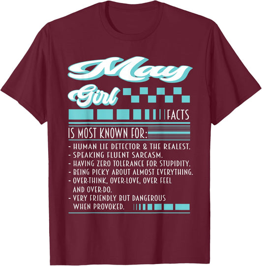 May Girl Outfit Is Most Known Human Lie Detector Facts T-Shirt - T-Shirt | Maroon