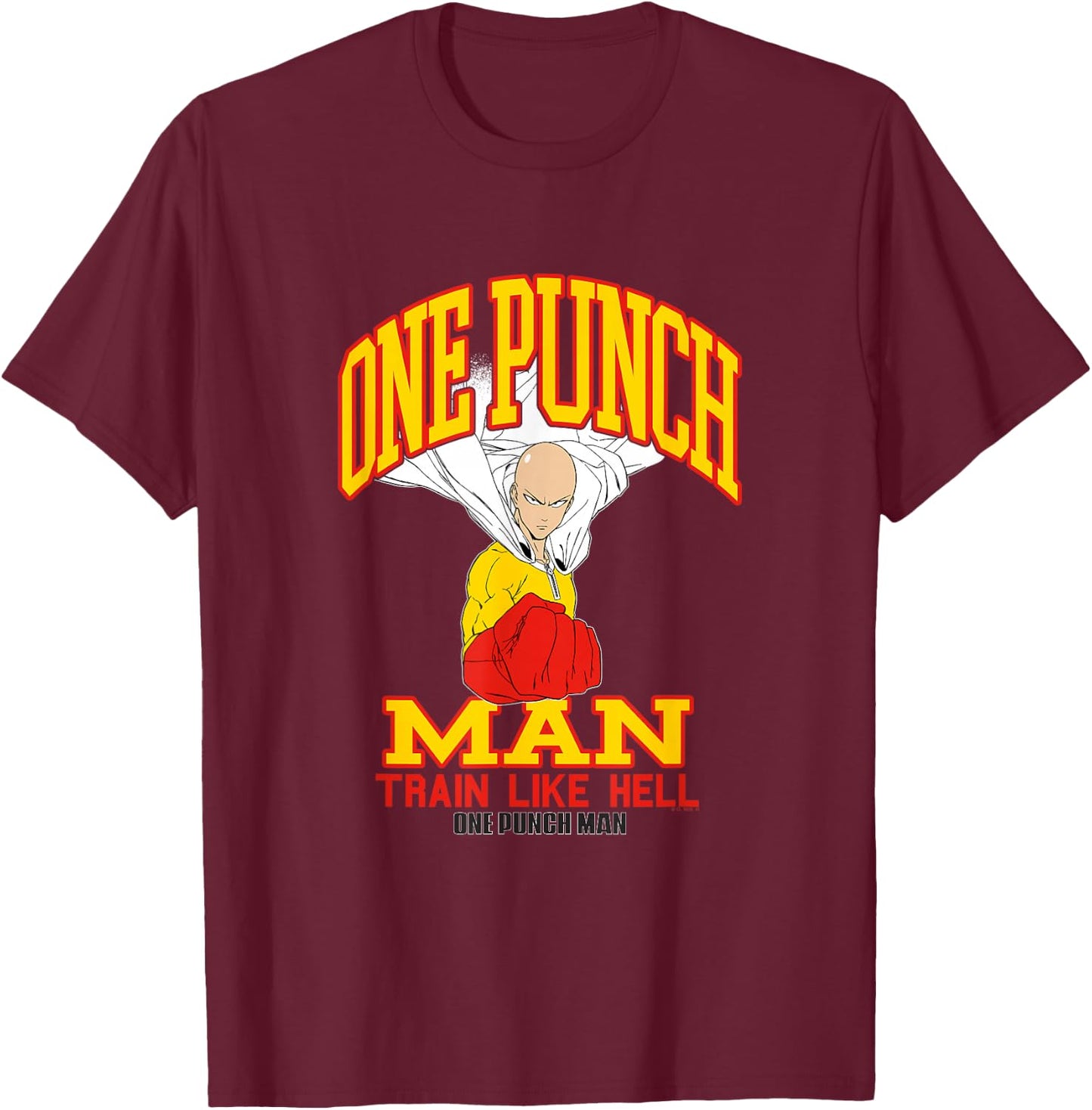 One Punch Man Saitama Train Like Hell T-Shirt - T-Shirt | Maroon