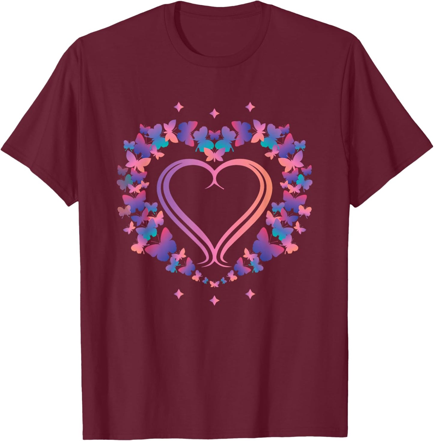 Heart Shaped Butterfly T-Shirt - T-Shirt | Maroon