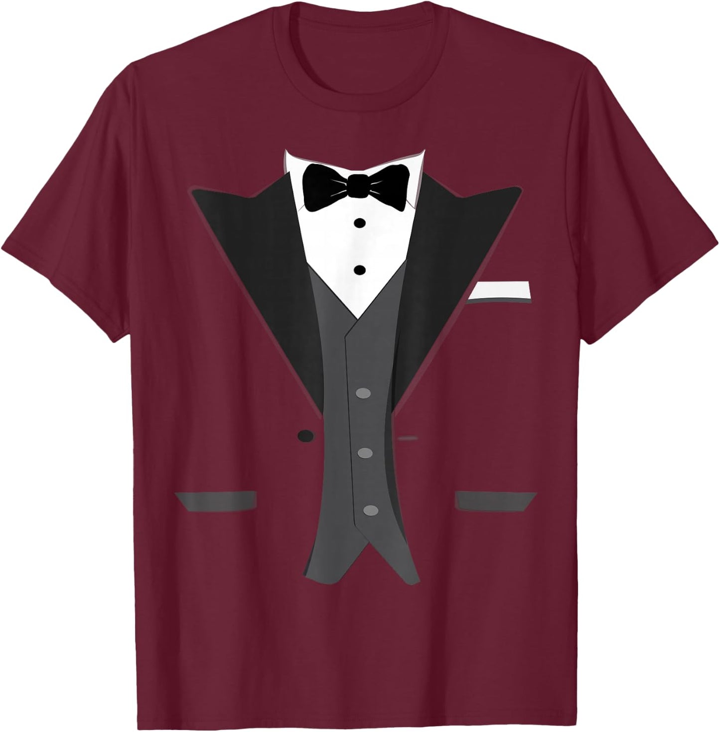 Tuxedo Halloween Wedding Groom Prom Costume Funny T-Shirt - T-Shirt | Maroon