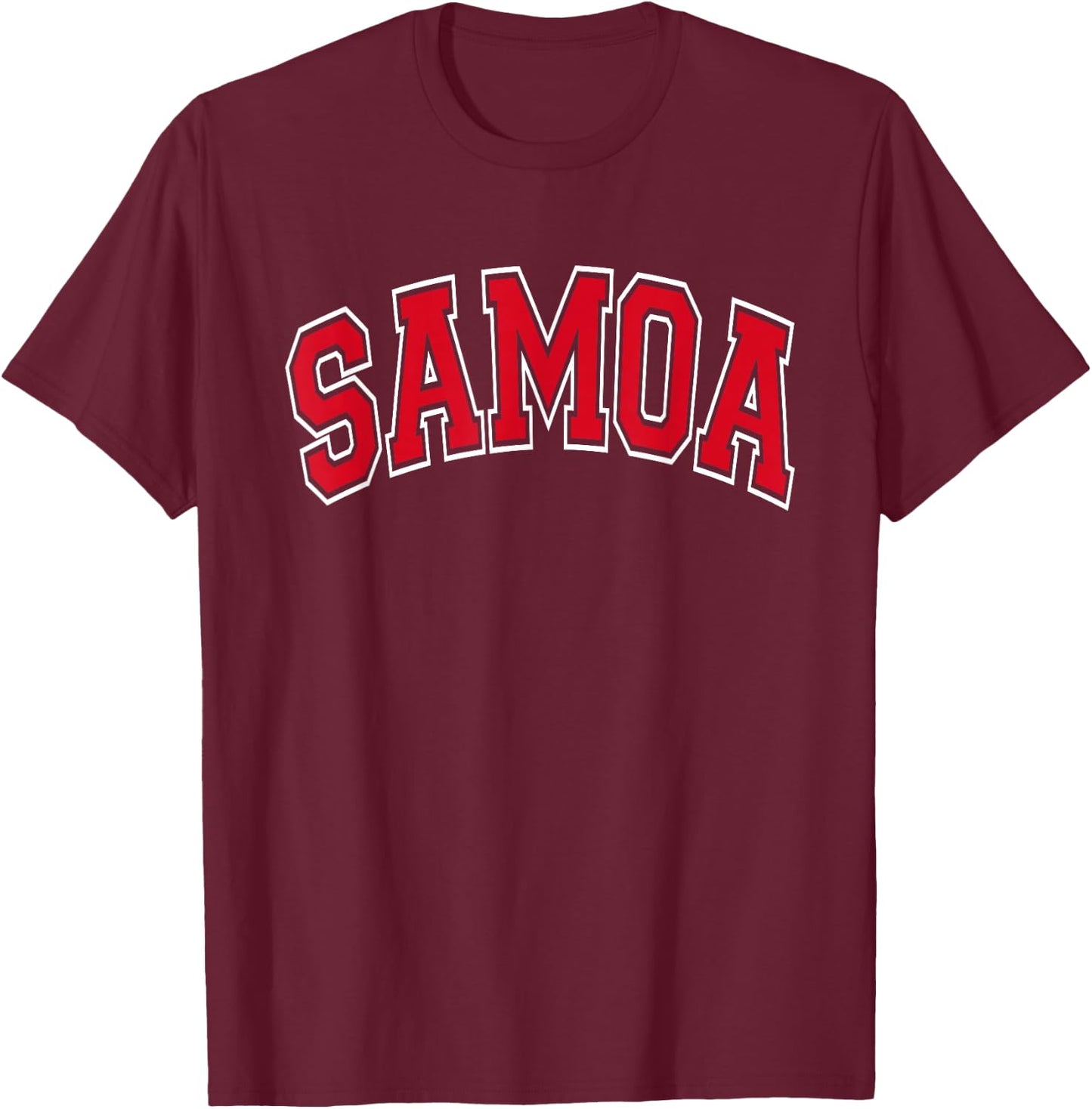 Samoa Arched Red Text T-Shirt - T-Shirt | Maroon