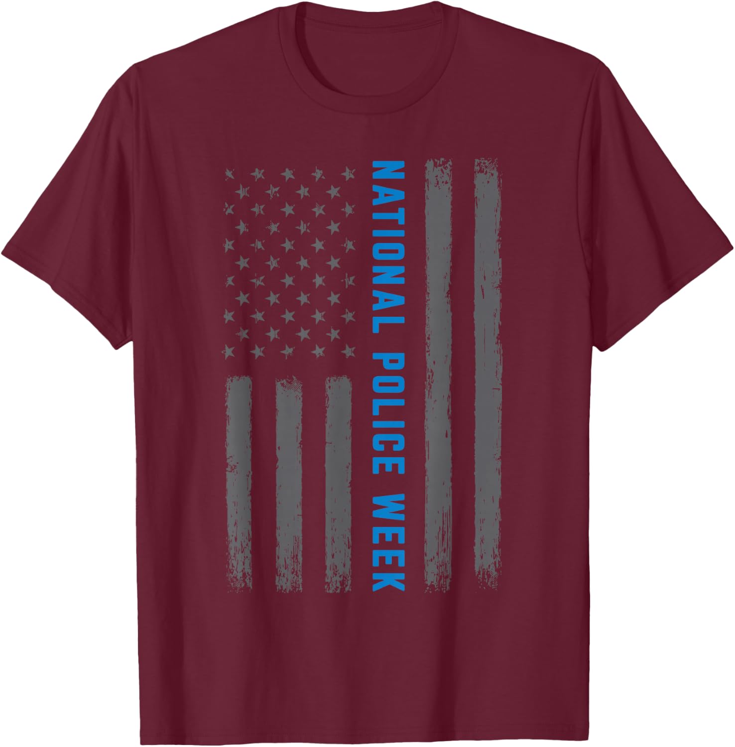 National Police Week 2024 Vintage Police Flag Proud Police T-Shirt - T-Shirt | Maroon