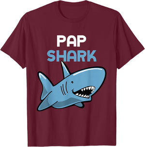Pap Shark Funny Family T-Shirt - T-Shirt | Maroon